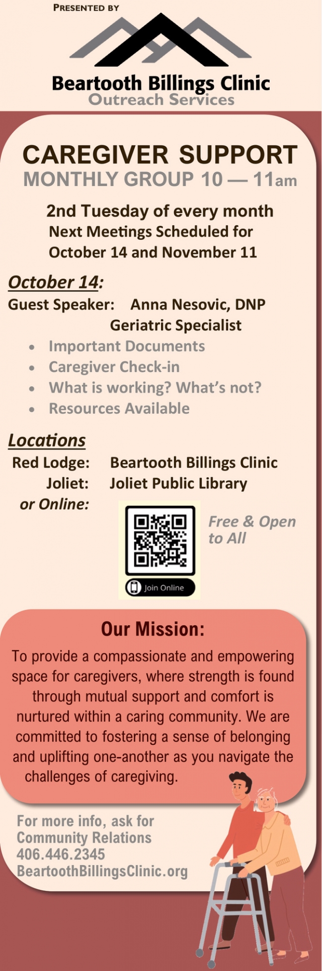 Caregiver Support, Beartooth Billings Clinic, Red Lodge, MT