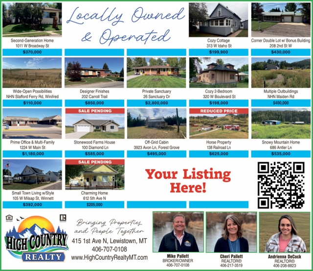 Sale Pending, High Country Realty, Lewistown, MT