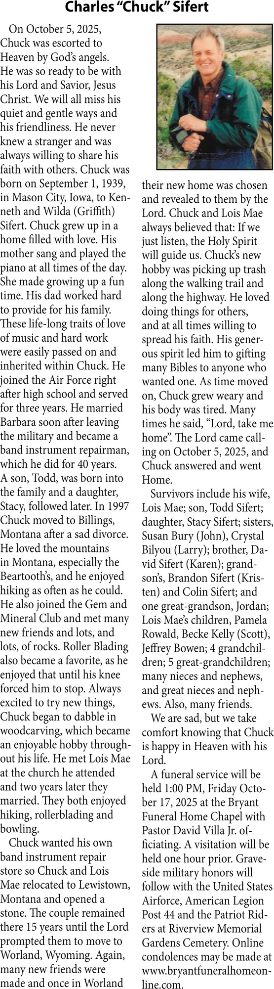 Charles Sifert, Obituaries, Glendive, MT