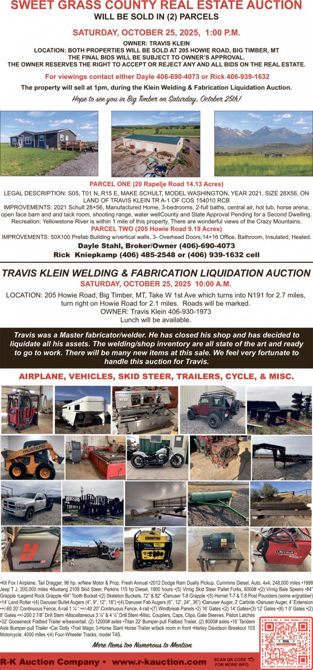Sweet Grass County Real Estate Auction, R-K Auctions