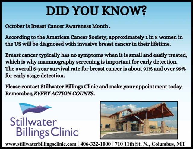 Did You Know?, Stillwater Billings Clinic, Columbus, MT