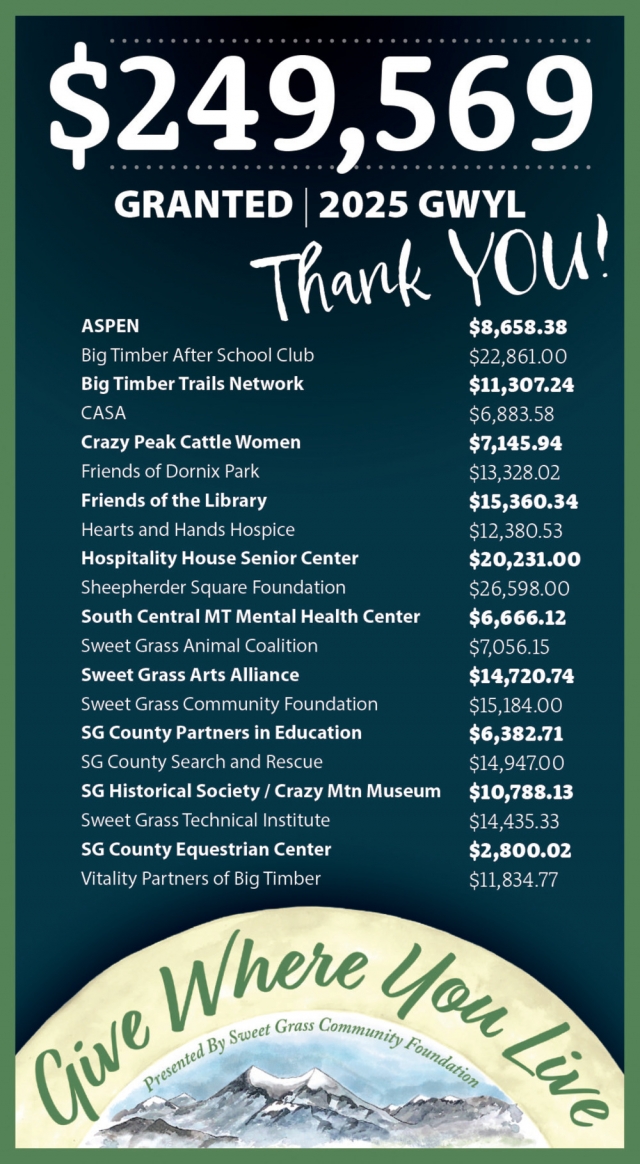 Give Where You Live, Sweet Grass Community Foundation, Big Timber, MT