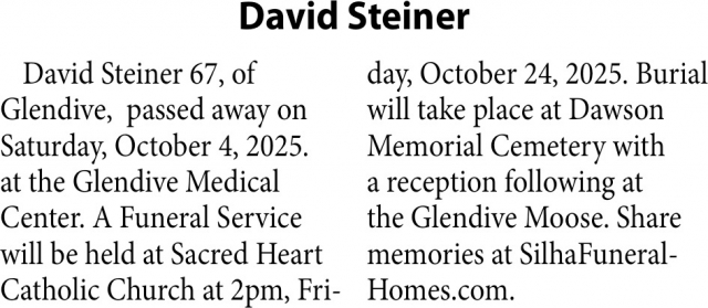 David Steiner, Obituaries, Glendive, MT