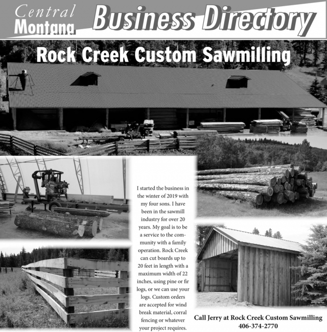Rock Creek Custom Sawmilling, Rock Creek Custom Sawmilling, Moore, MT