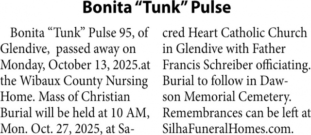 Bonita Pulse, Obituaries, Glendive, MT