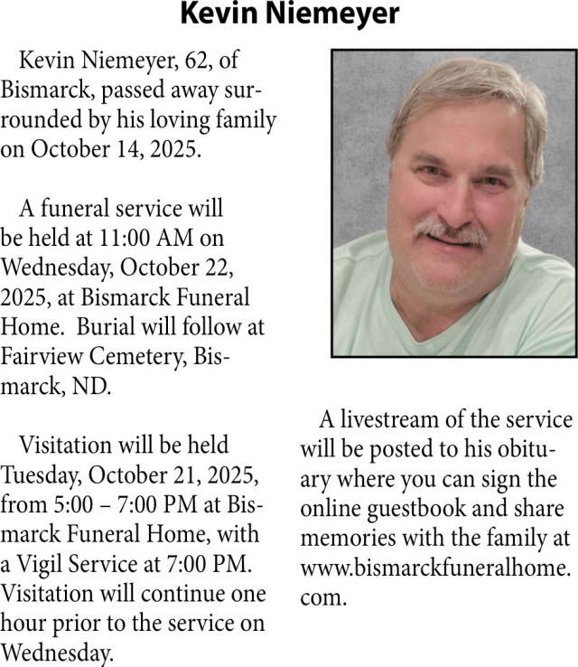 Kevin Niemeyer, Obituaries, Glendive, MT