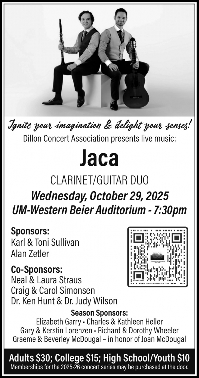 Clarinet/Guitar Duo, Dillon Concert Association - Jaca (October 29, 2025)
