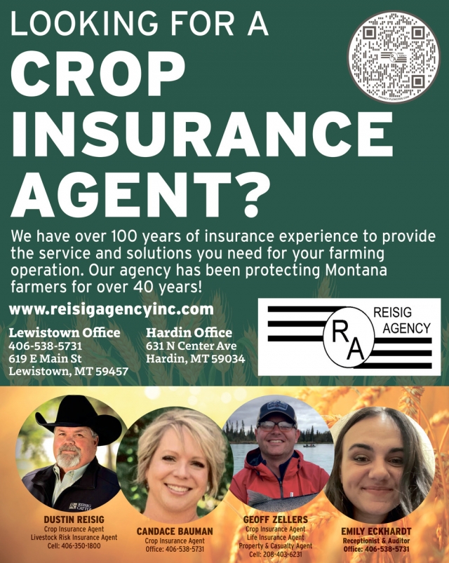 Looking for A Crop Insurance Agent?, Reisig Agency, Hardin, MT