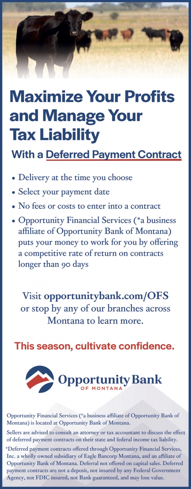 Maximize Your Profits and Manage Your Tax Liability, Opportunity Bank, Helena, MT