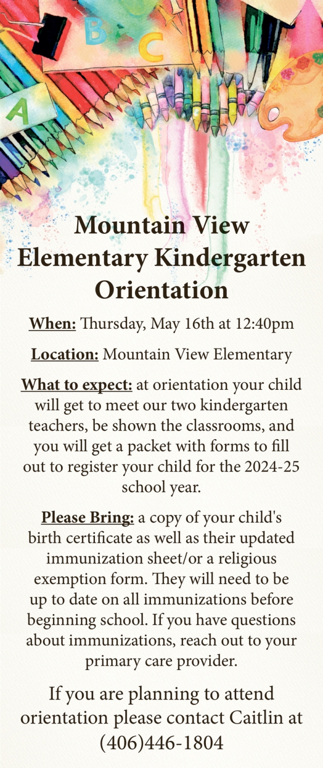 Kindergarten Orientation, Mountain View Elementary