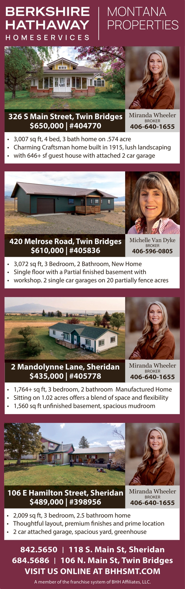 Montana Properties, Michelle Van Dyke / Nicholette Picken / Frank Cowell / Miranda Wheeler - Berkshire Hathaway HomeServices Montana Properties