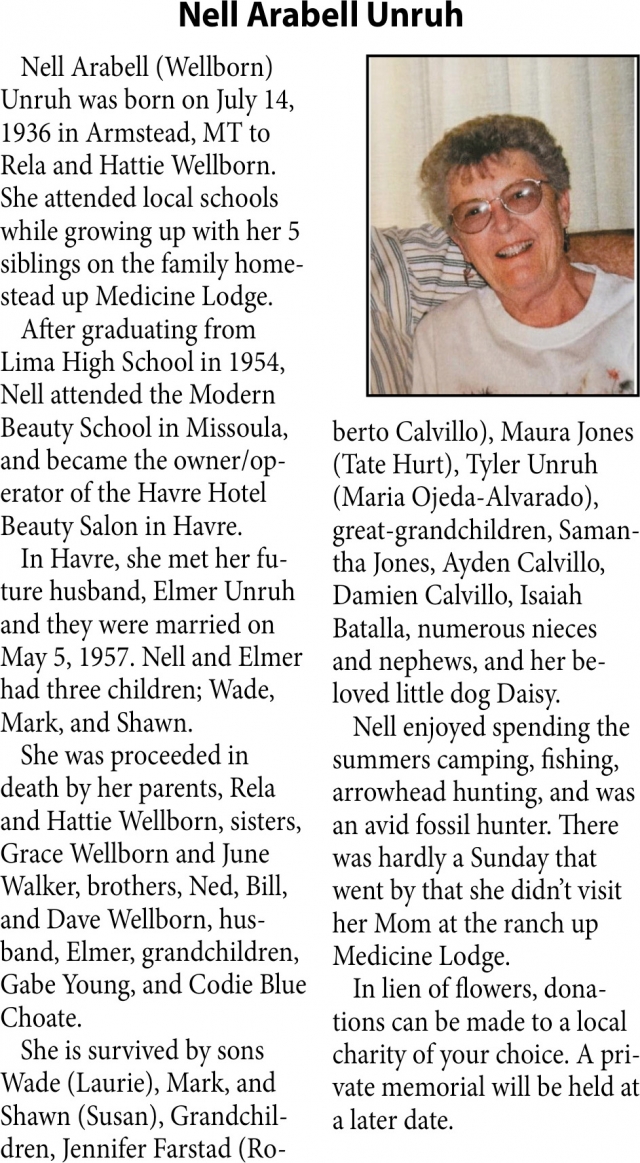 Nell Arabell Unruh, The Family of Nell Arabell Unruh