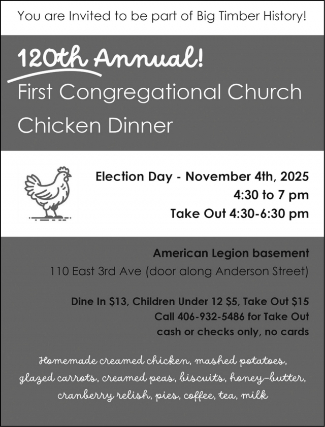 Election Day Chicken Dinner, 120th Annual 1st Congregational Church Election Day Chicken Dinner