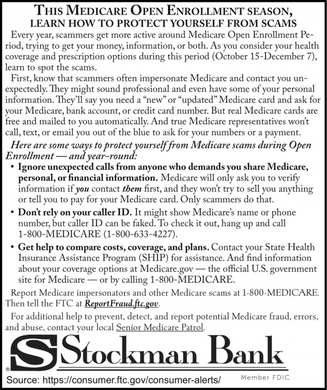 This Medicare Open Enrollment Season, Stockman Bank