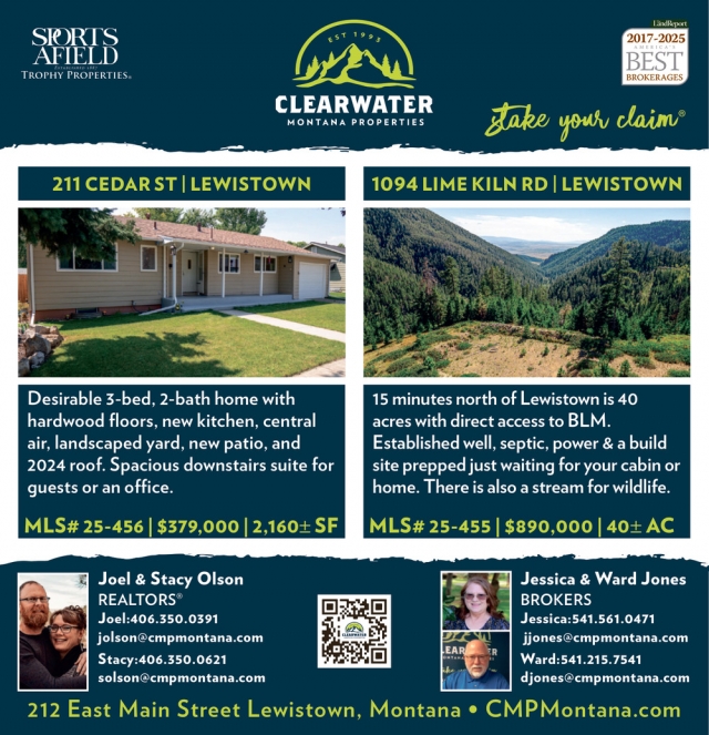 Take Your Claim, Clearwater Montana Properties, Lewistown, MT