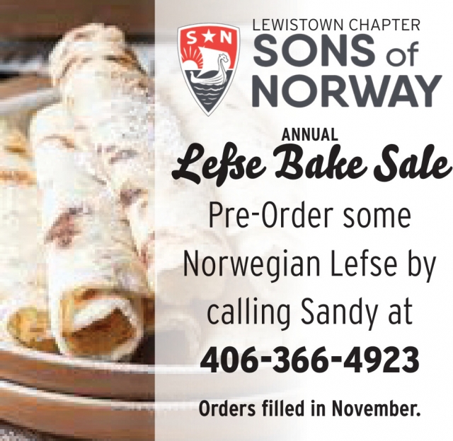 Annual Lefse Bake Sale, Sons of Norway - Lewistown Chapter