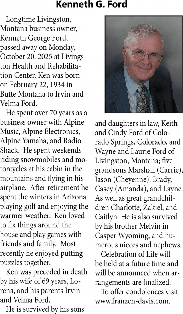 Kenneth G. Ford, The Family of Kenneth G. Ford