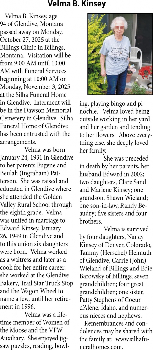 Velma B. Kinsey, The Family of Velma B. Kinsey