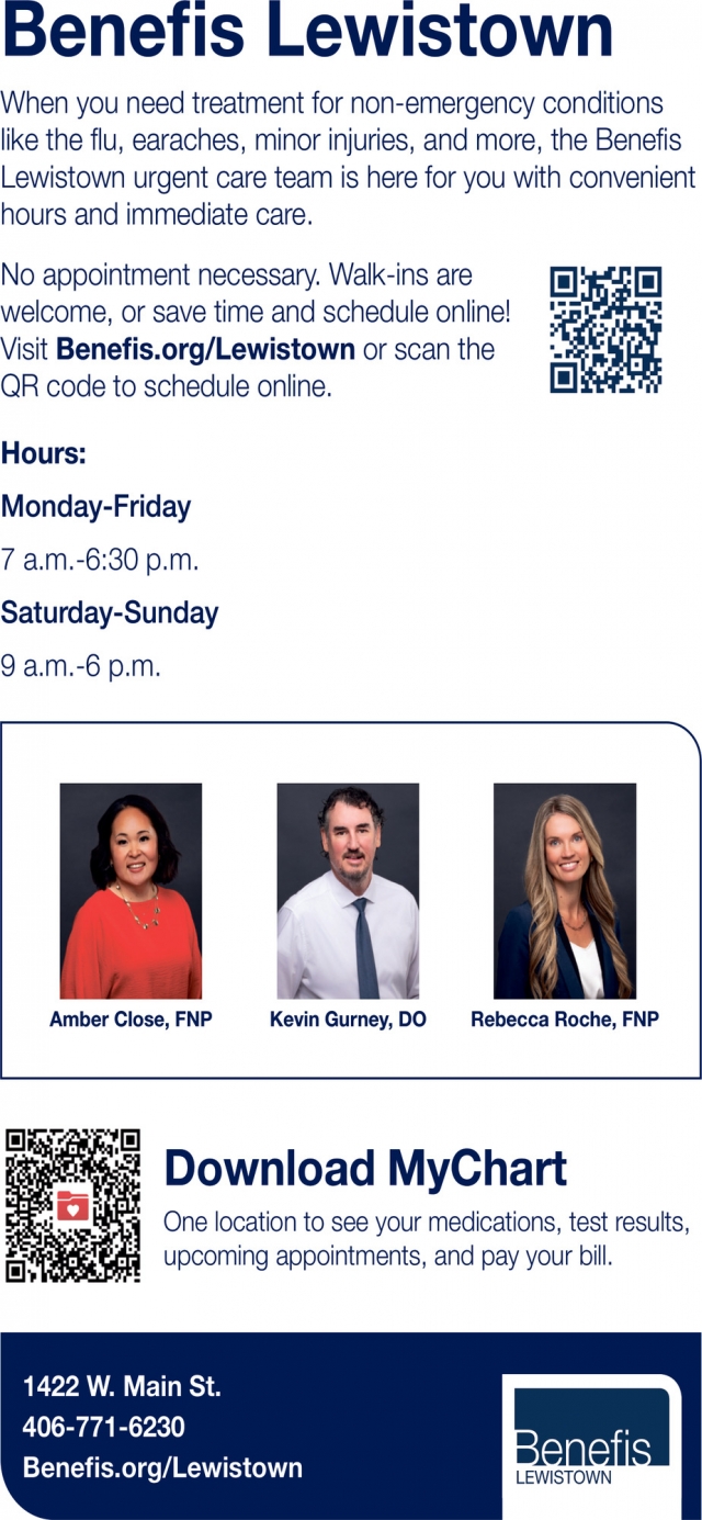 Offering Urgent Care, Benefis Lewistown, Lewistown, MT