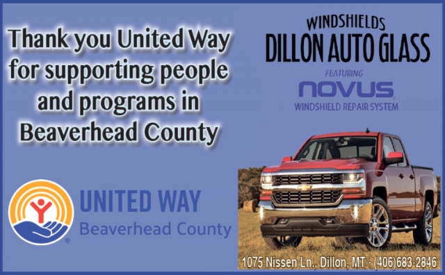 Thank You United Way, Dillon Auto Glass, Dillon, MT