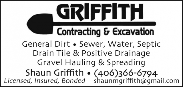 Excavation Services, Griffith Contracting, Lewistown, MT