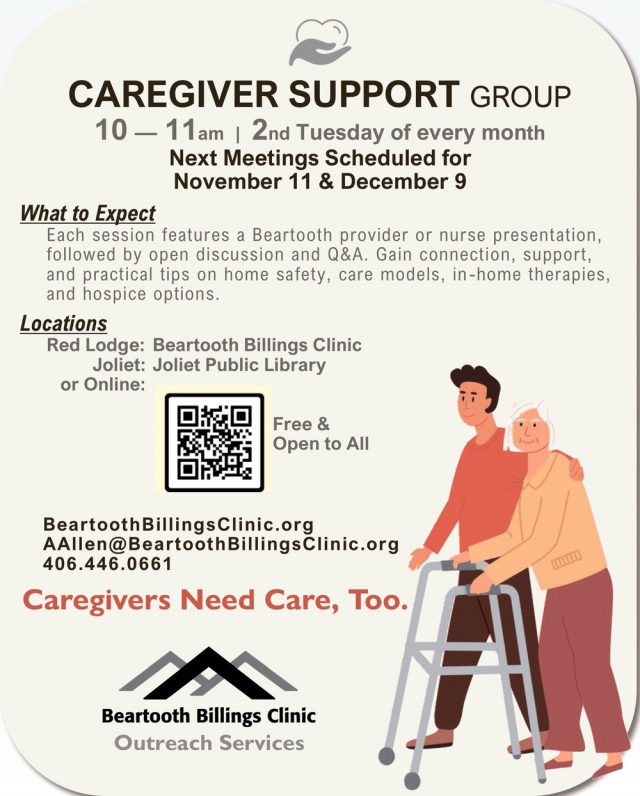 Caregiver Support Group, Beartooth Billings Clinic, Red Lodge, MT