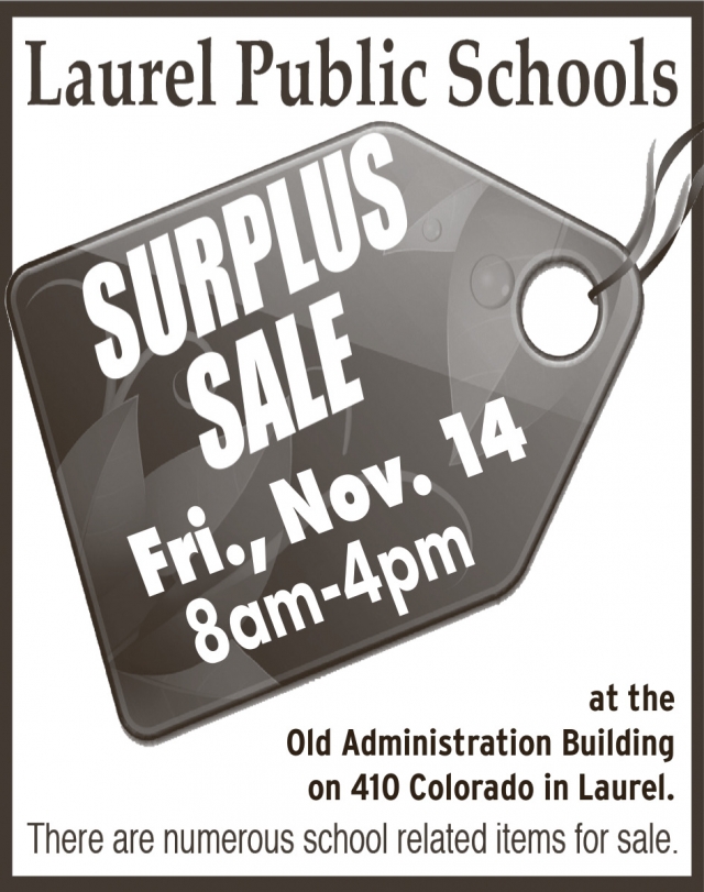 Surplus Sale, Laurel Public Schools Surplus Sale (November 14, 2025)