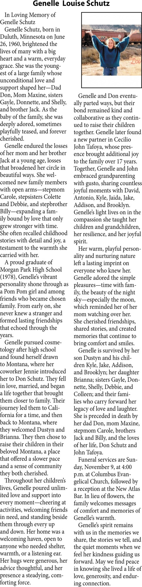 Genelle Louise Schutz, Obituaries, Glendive, MT