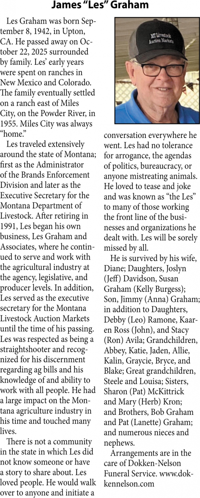 James Graham, Obituaries, Glendive, MT
