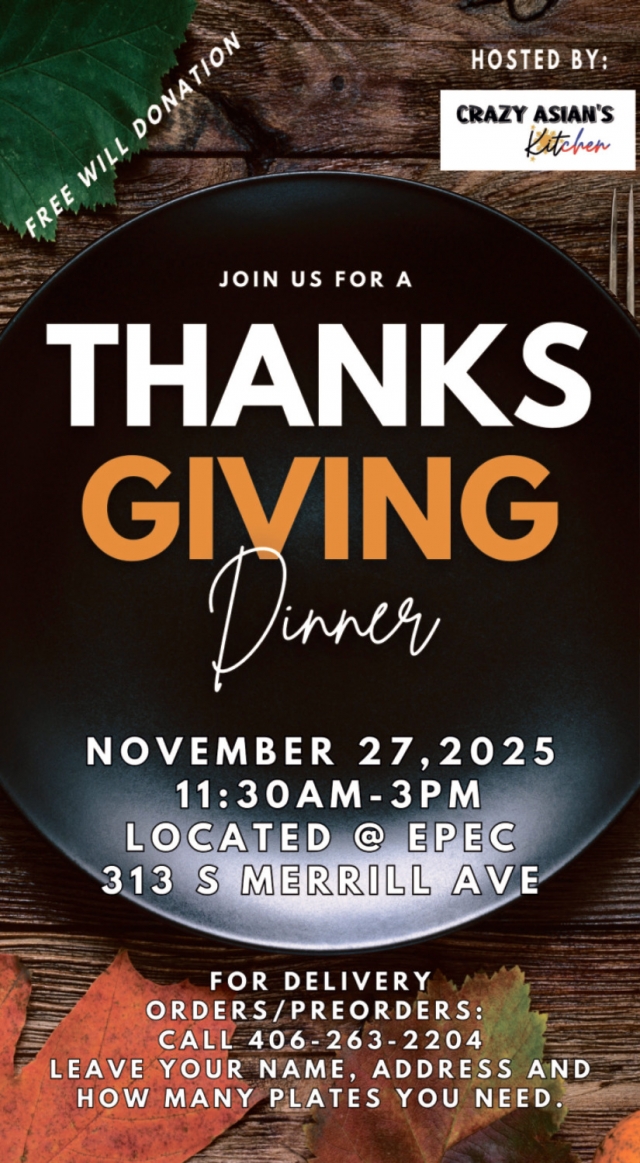 Free Will Donations, Thanksgiving Dinner (November 27, 2025)