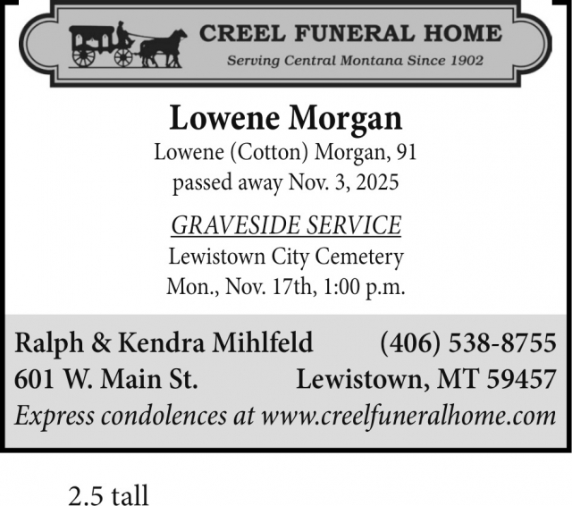 Funeral Home Services, Creel Funeral Home, Lewistown, MT