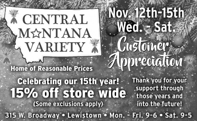 Customer Appreciation, Central Montana Variety, Lewistown, MT