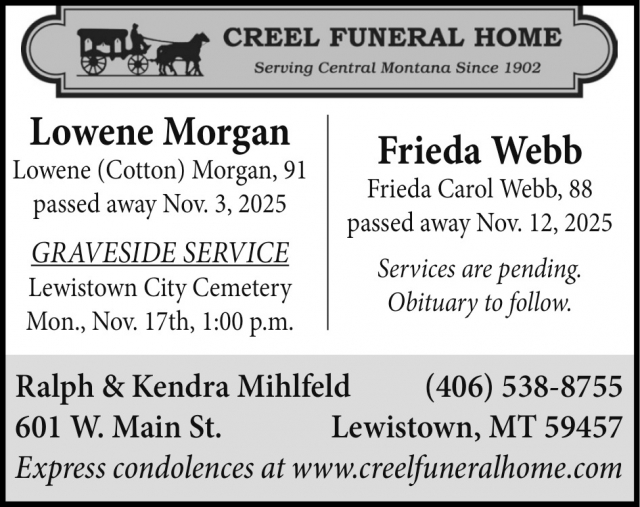 Graveside Service, Creel Funeral Home, Lewistown, MT