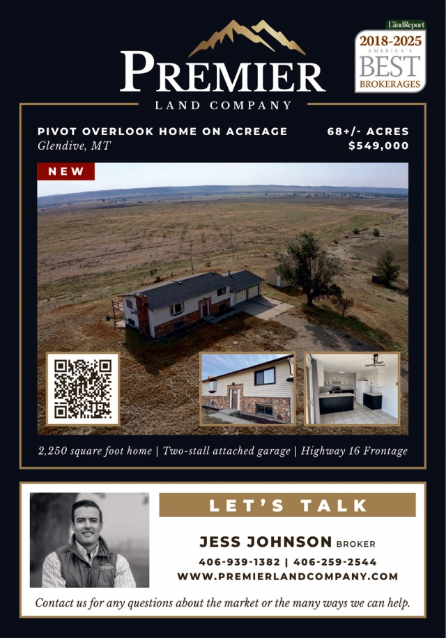 Pivot Overlook Home on Acreage, Jess Johnson - Premier Land Company, Billings, MT