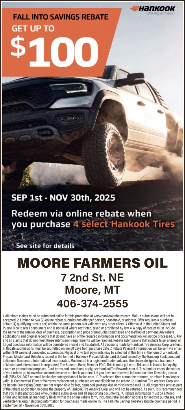 Fall Into Savings Rebate, Moore Farmers Oil Co