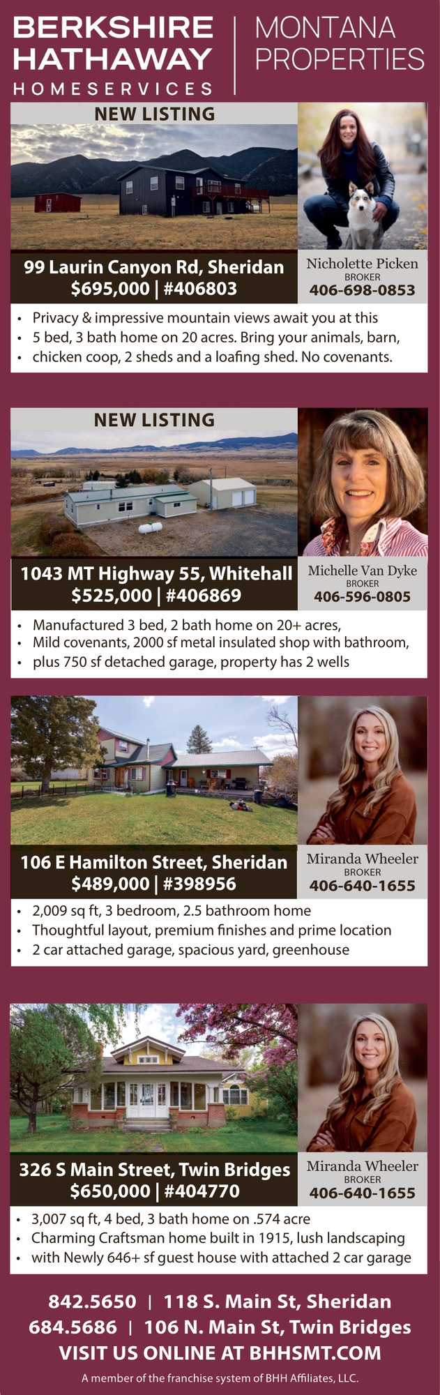 New Listing, Michelle Van Dyke / Nicholette Picken / Miranda Wheeler - Berkshire Hathaway HomeServices Montana Properties