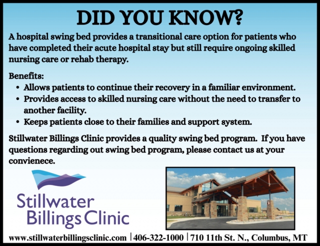 Did You Know?, Stillwater Billings Clinic, Columbus, MT