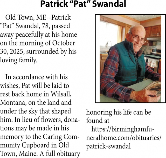 Patrick Sawndal, Obituaries, Glendive, MT
