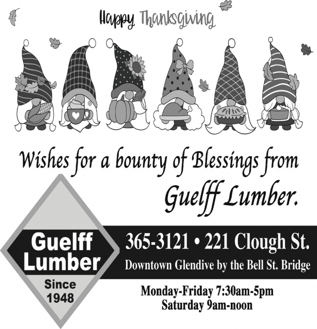 Wishes for A Bounty of Blessing from Guelff Lumber, Guelff Lumber, Glendive, MT
