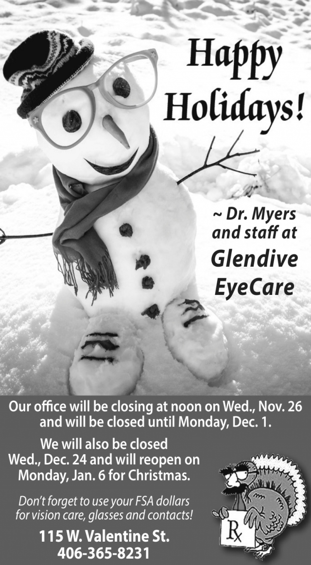 Happy Holidays!, Glendive Eyecare, Glendive, MT