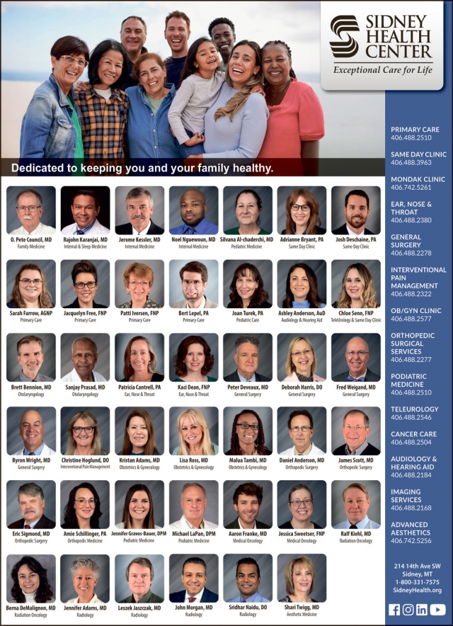 Primery Care, Sidney Health Center, Sidney, MT