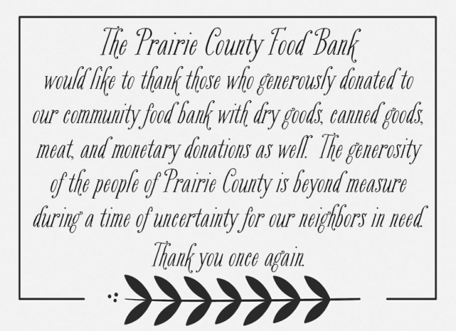 Food Bank, Prairie County Food Bank
