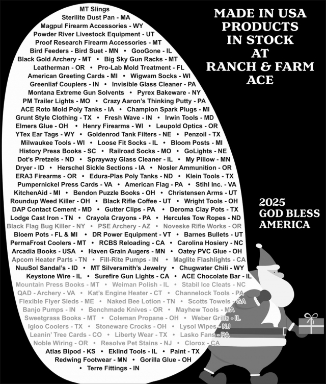 Made in Usa Products, Ranch & Farm Ace Hardware, Glendive, MT