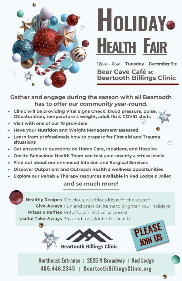 Holiday Health Fair, Beartooth Billings Clinic Holiday Health Fair (December 9, 2025)