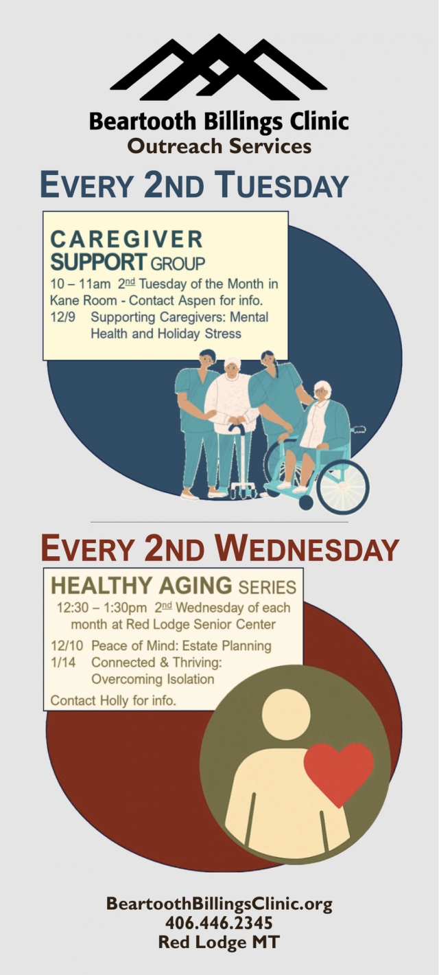 Every 2nd Tuesday, Beartooth Billings Clinic, Red Lodge, MT