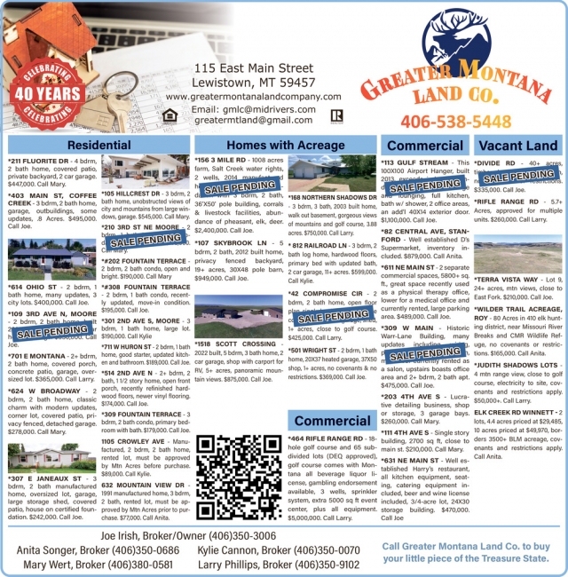 Call Us to Buy Your Little Piece of The Treasure State, Greater MT Land Company, Lewistown, MT