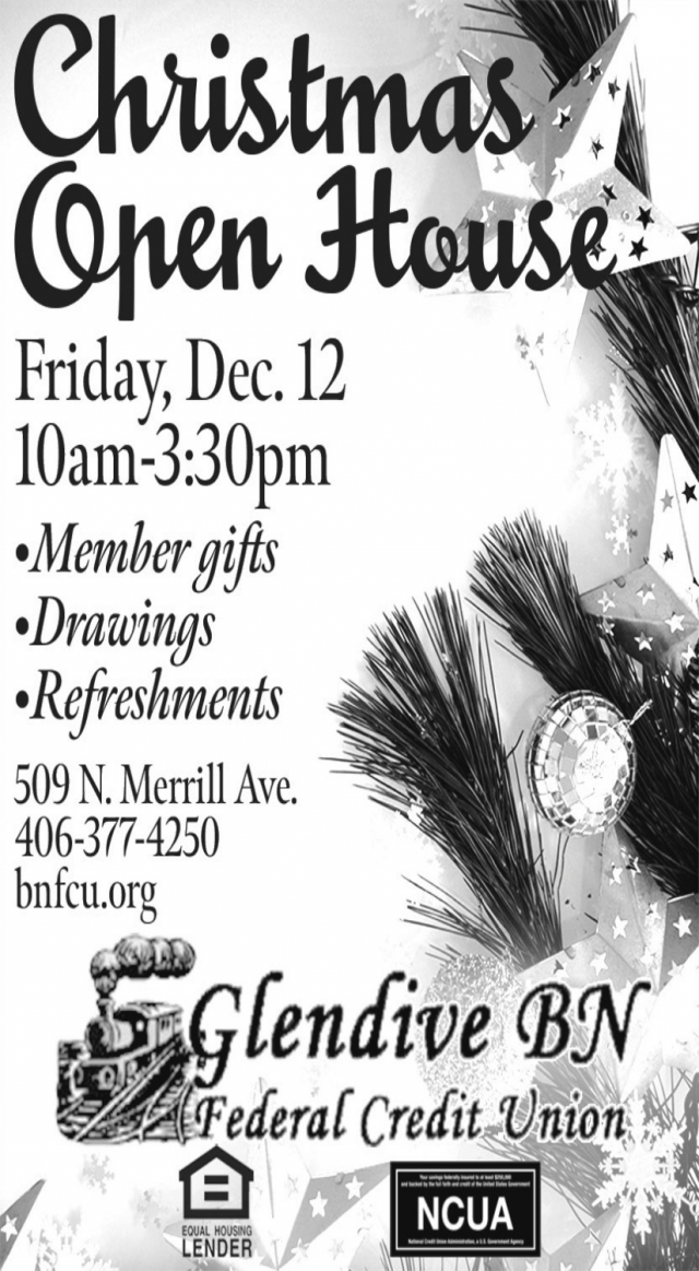 Christmas Open House, Glendive BN Federal Credit Union, Glendive, MT