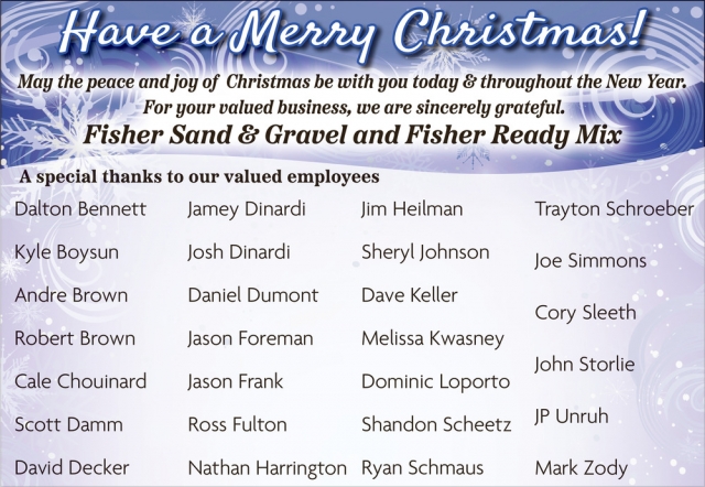 Have a Merry Christmas!, Fisher Sand & Gravel Co, Glendive, MT
