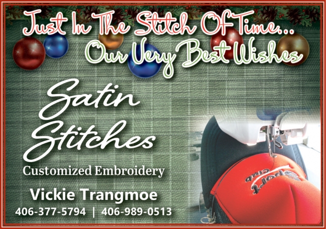 Customized Embroidery, Satin Stitches, Glendive, MT