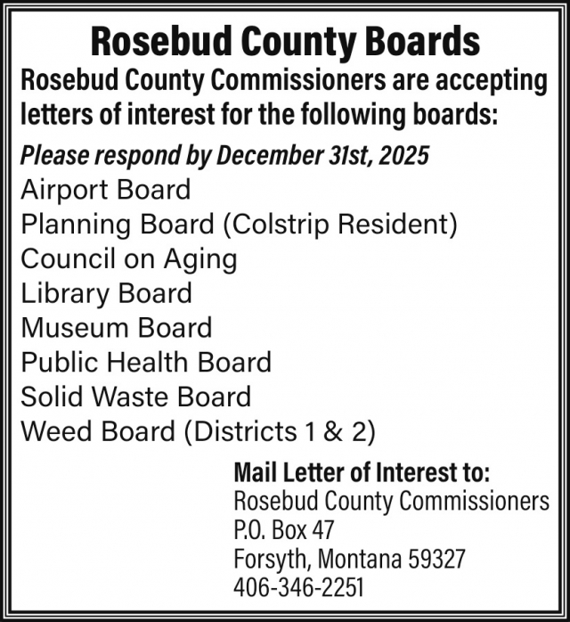 Notice, Rosebud County, Forsyth, MT